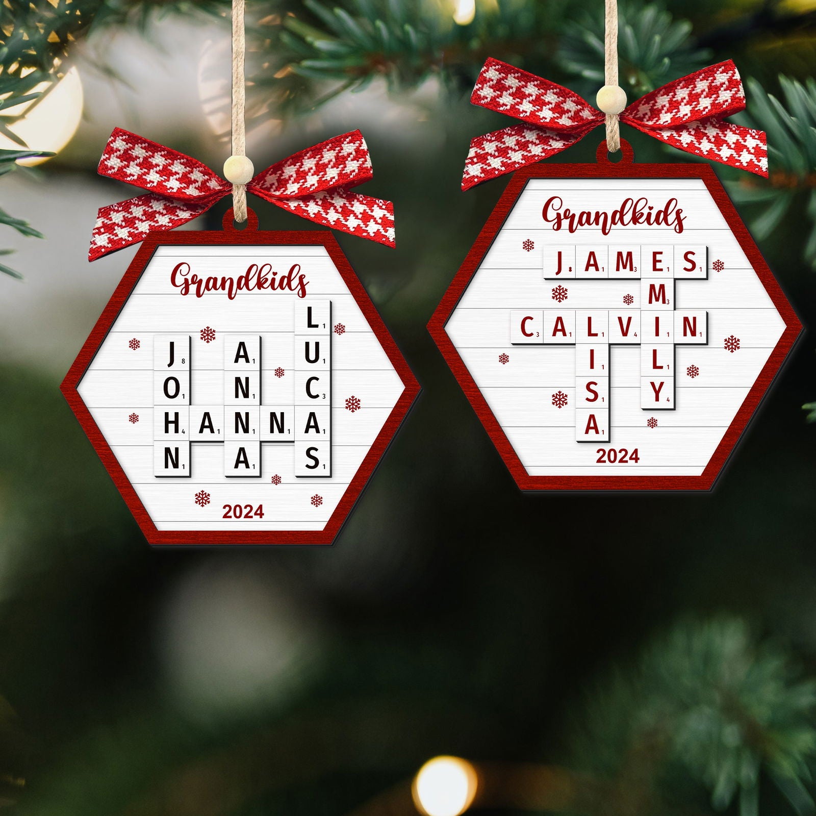 Personalized Family Crossword Puzzle Ornament, Family Ornament 2024, Family Names Puzzle Christmas Ornament, Family Christmas Gift CF355 - 19Gifts