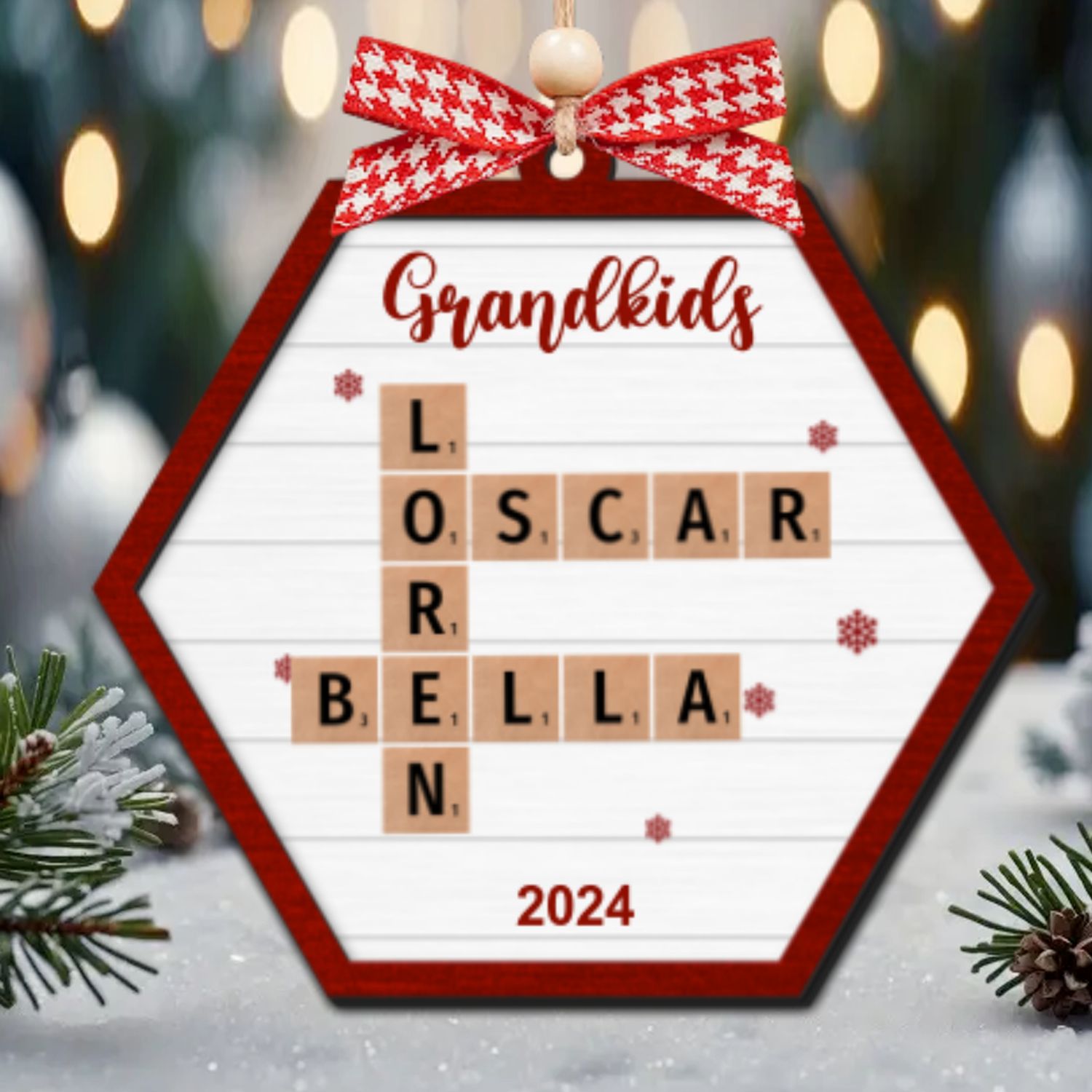 Personalized Family Crossword Puzzle Ornament, Family Ornament 2024, Family Names Puzzle Christmas Ornament, Family Christmas Gift CF355 - 19Gifts