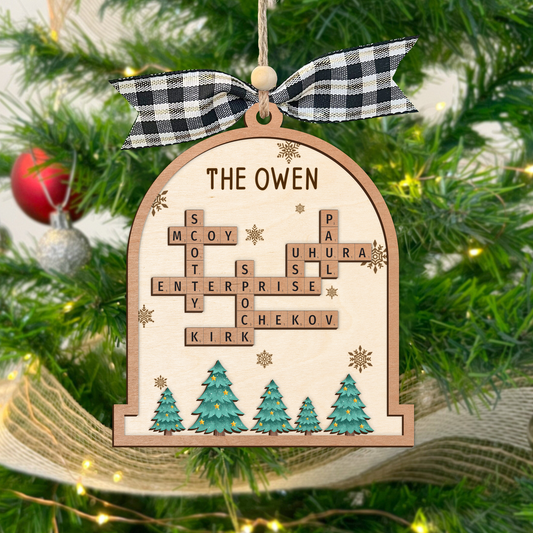 Personalized Family Crossword Puzzle Ornament, Puzzle Crossword Art Ornament, Xmas Gift For Family, Custom Family Christmas Ornament, Scrabble Family Name Ornament CF672 - 19Gifts
