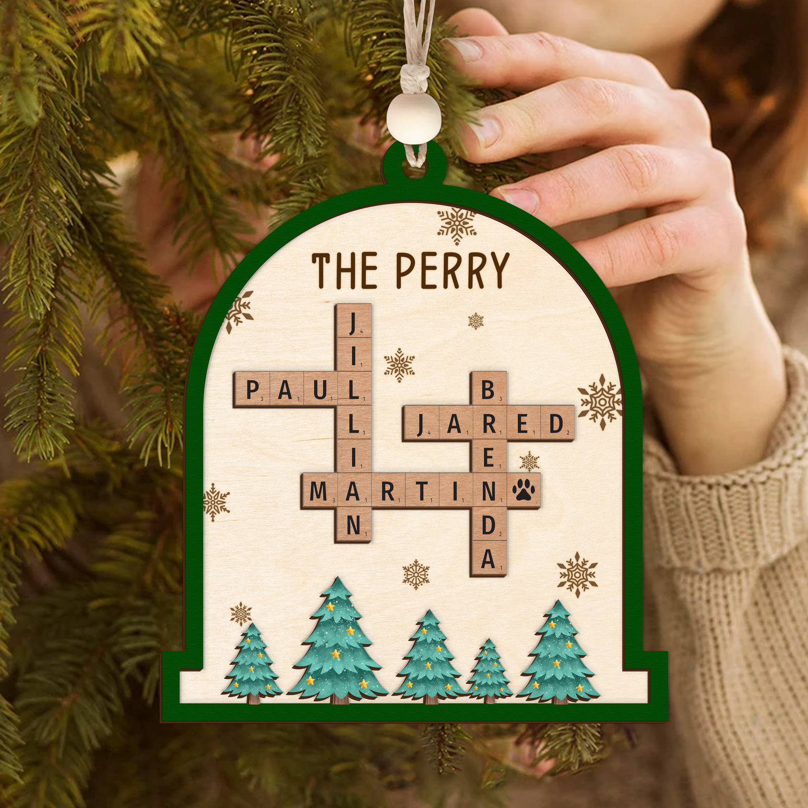 Personalized Family Crossword Puzzle Ornament, Puzzle Crossword Art Ornament, Xmas Gift For Family, Custom Family Christmas Ornament, Scrabble Family Name Ornament CF672 - 19Gifts