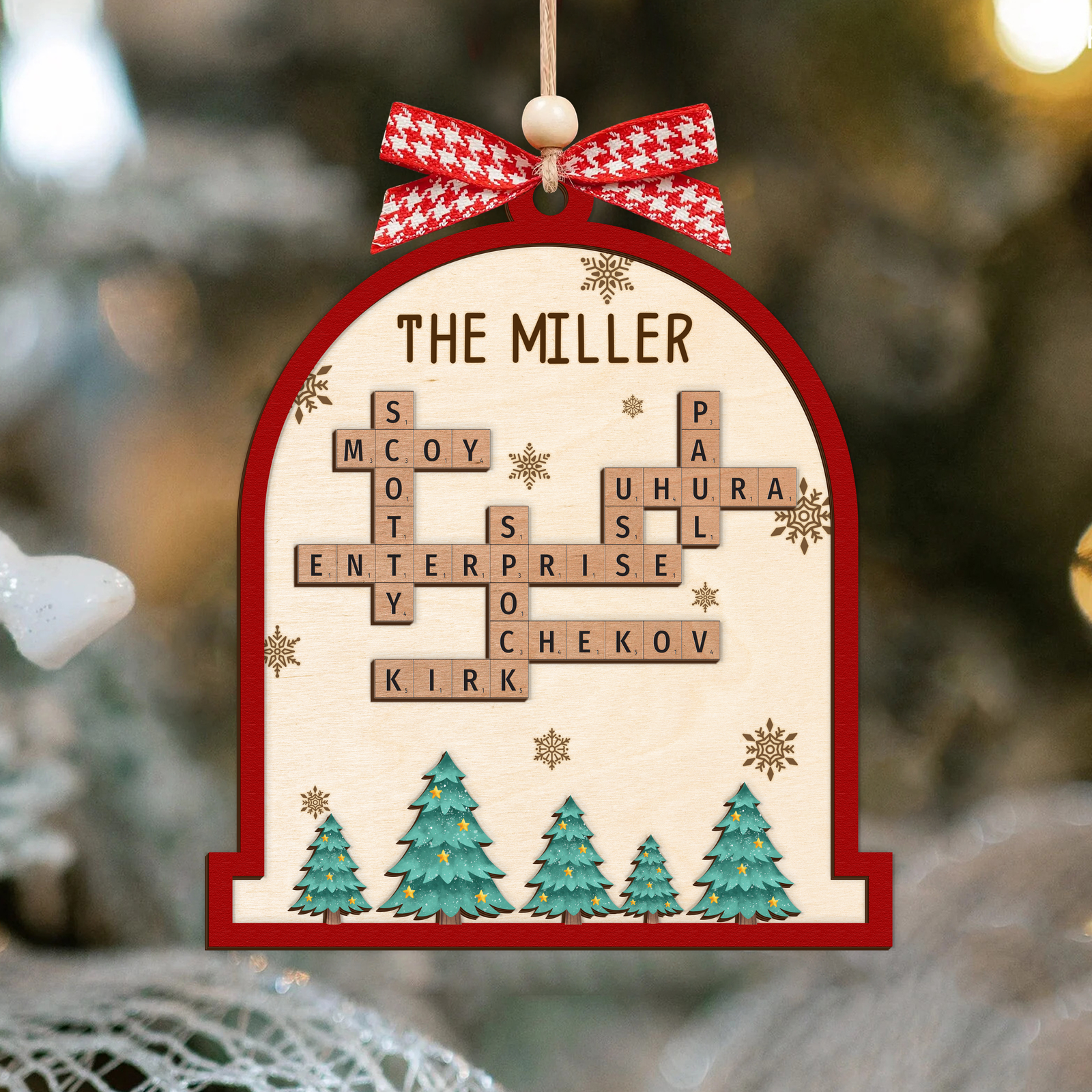 Personalized Family Crossword Puzzle Ornament, Puzzle Crossword Art Ornament, Xmas Gift For Family, Custom Family Christmas Ornament, Scrabble Family Name Ornament CF672 - 19Gifts