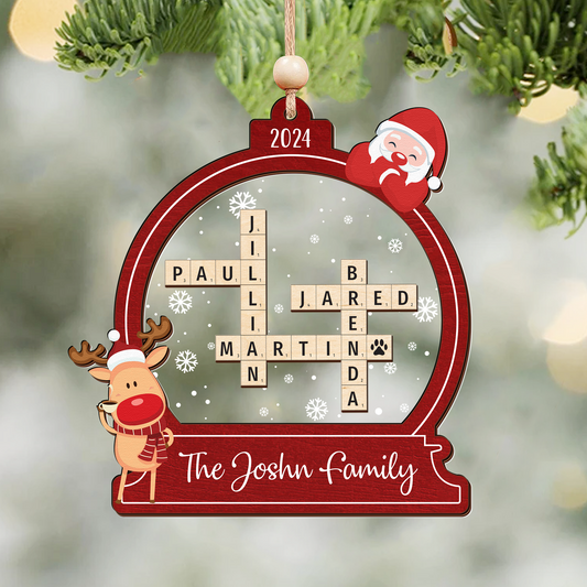 Personalized Family Crossword Puzzle Ornament, Scrabble Family Name Ornament CF351 - 19Gifts