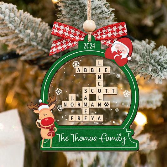 Personalized Family Crossword Puzzle Ornament, Scrabble Family Name Ornament CF351 - 19Gifts