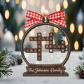 Personalized Family Crossword Puzzle Ornament, Two Layer Christmas Wooden and Acrylic Ornament, CF577 - 19Gifts