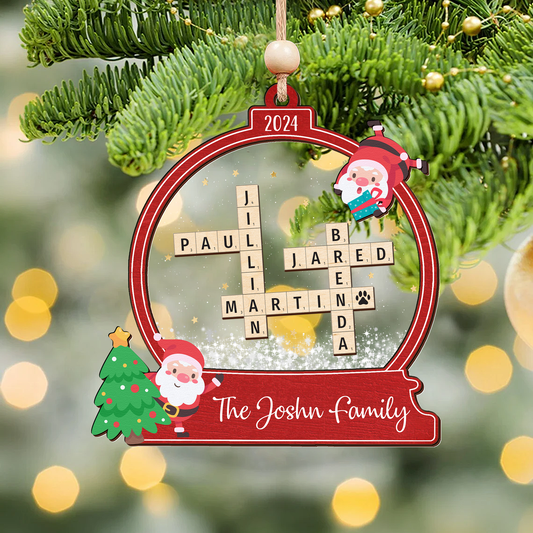 Personalized Family Crossword Skaker Ornament, 3-Layered Family Puzzle Christmas Ornament 2024 CF928 - 19Gifts