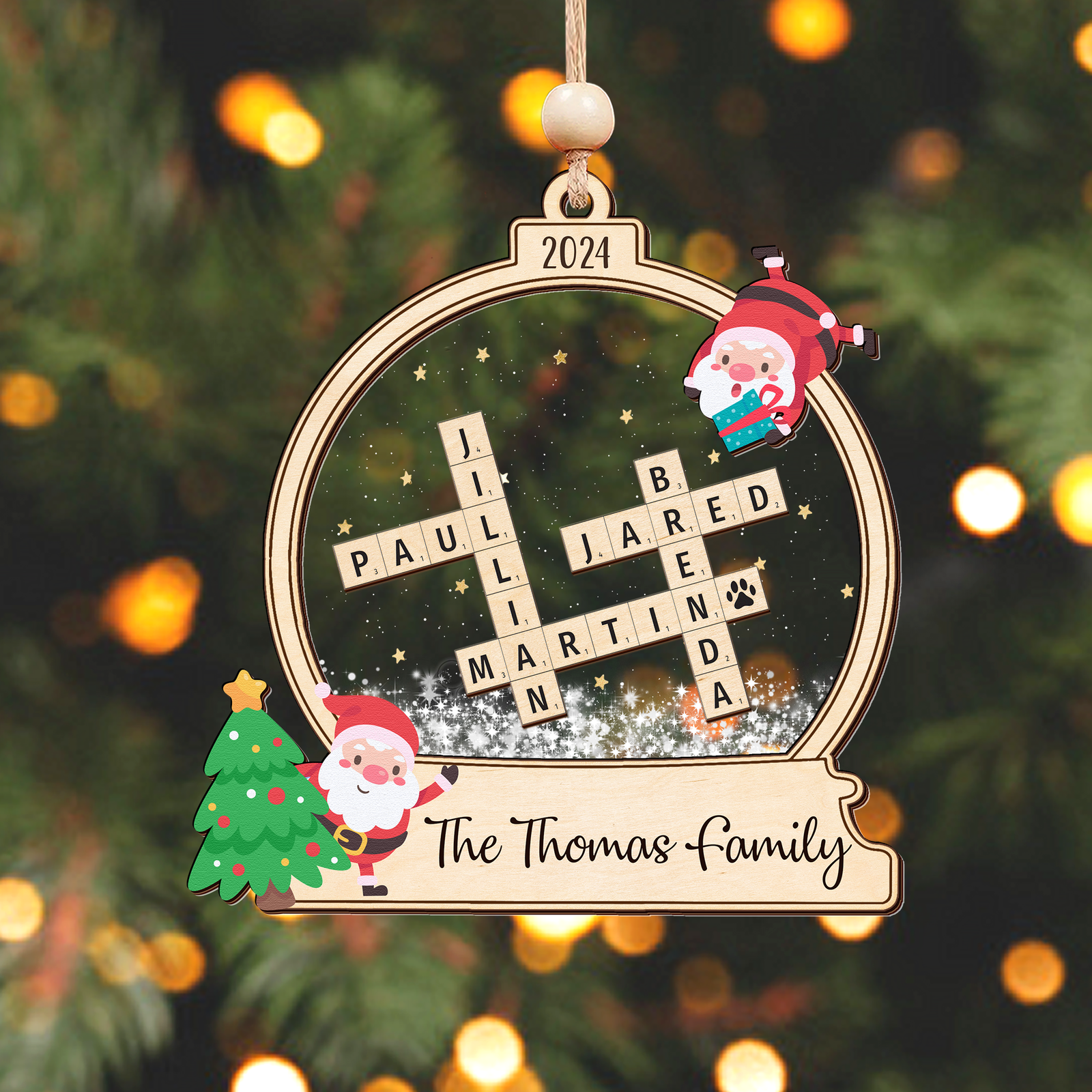 Personalized Family Crossword Skaker Ornament, 3-Layered Family Puzzle Christmas Ornament 2024 CF928 - 19Gifts