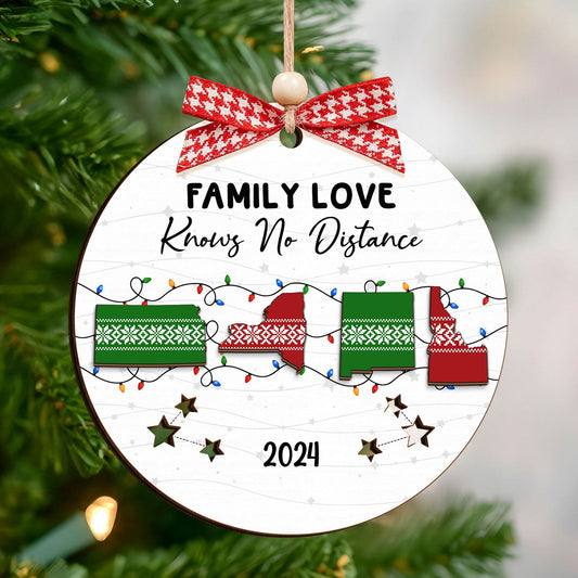 Personalized Family Long Distance Relationship Wood Ornament, State Location Christmas Gift, CF752 - 19Gifts