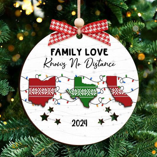 Personalized Family Long Distance Relationship Wood Ornament, State Location Christmas Gift, CF752 - 19Gifts