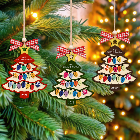 Personalized Family Name Christmas Tree Wooden Ornament, Family Christmas Ornament CF551 - 19Gifts
