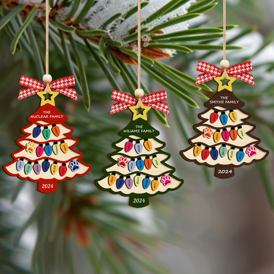 Personalized Family Name Christmas Tree Wooden Ornament, Family Christmas Ornament CF551 - 19Gifts