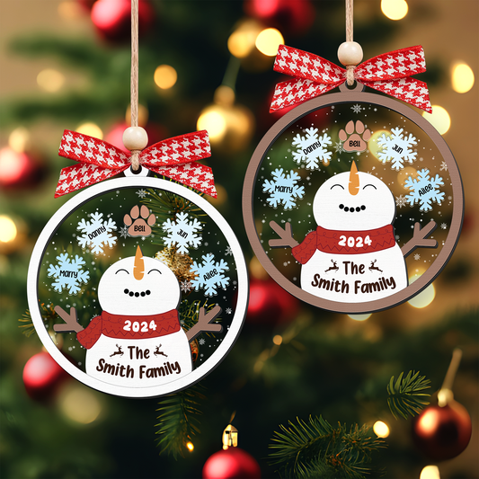Personalized Family Names Christmas Ornament, Funny Snowman Family Shaker Ornament CF296 - 19Gifts