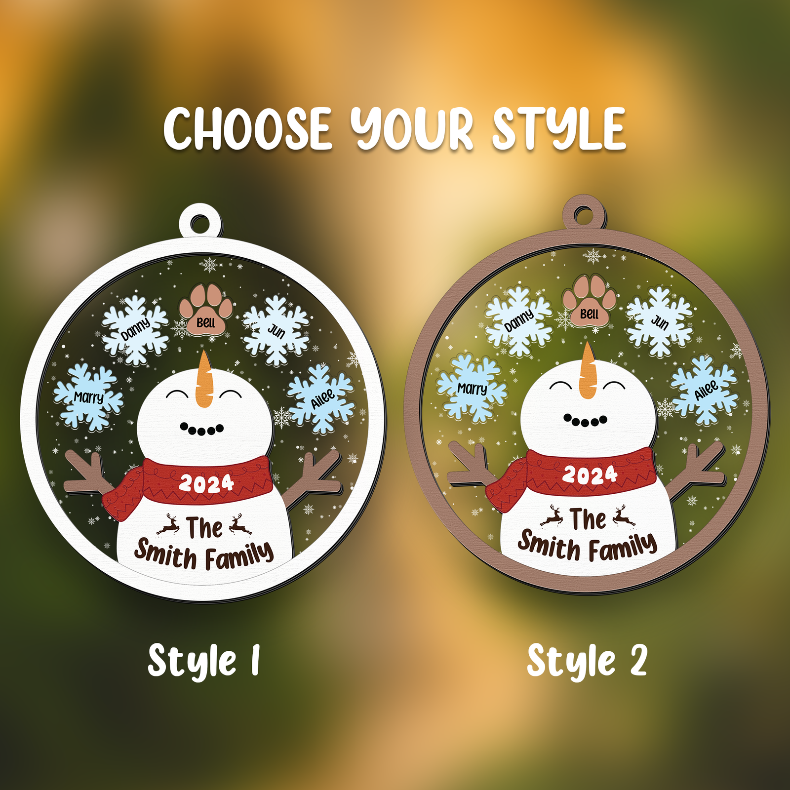 Personalized Family Names Christmas Ornament, Funny Snowman Family Shaker Ornament CF296 - 19Gifts