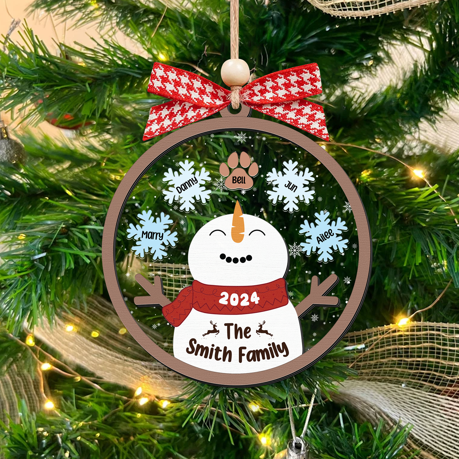 Personalized Family Names Christmas Ornament, Funny Snowman Family Shaker Ornament CF296 - 19Gifts