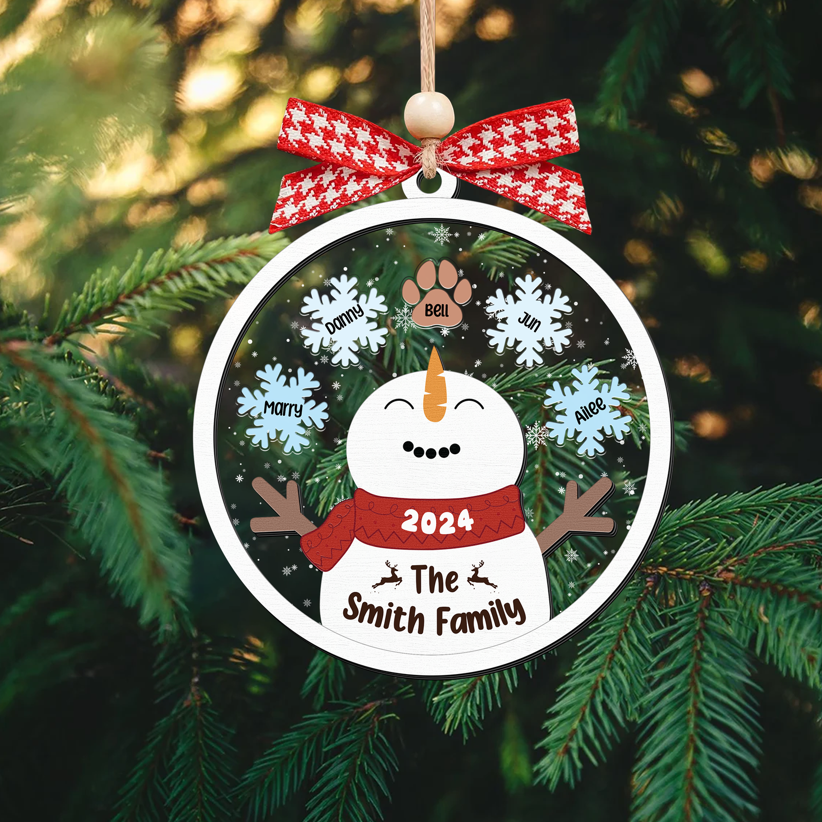 Personalized Family Names Christmas Ornament, Funny Snowman Family Shaker Ornament CF296 - 19Gifts