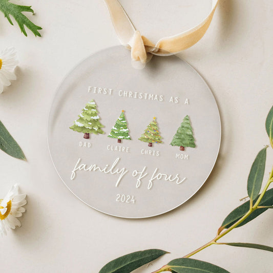 Personalized Family Ornament with Christmas tree, Custom Xmas Tree Ornament AV03-15 - 19Gifts
