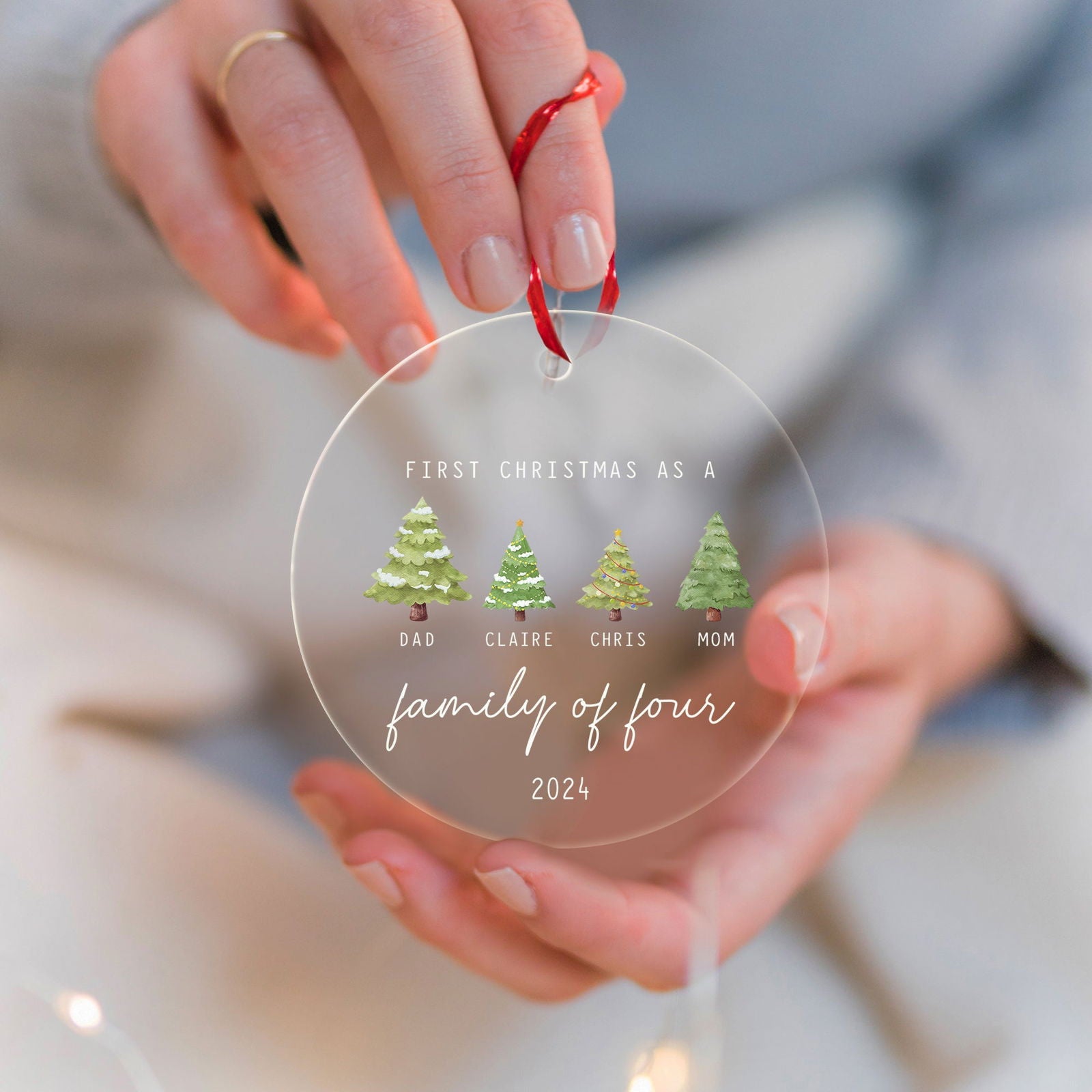 Personalized Family Ornament with Christmas tree, Custom Xmas Tree Ornament AV03-15 - 19Gifts