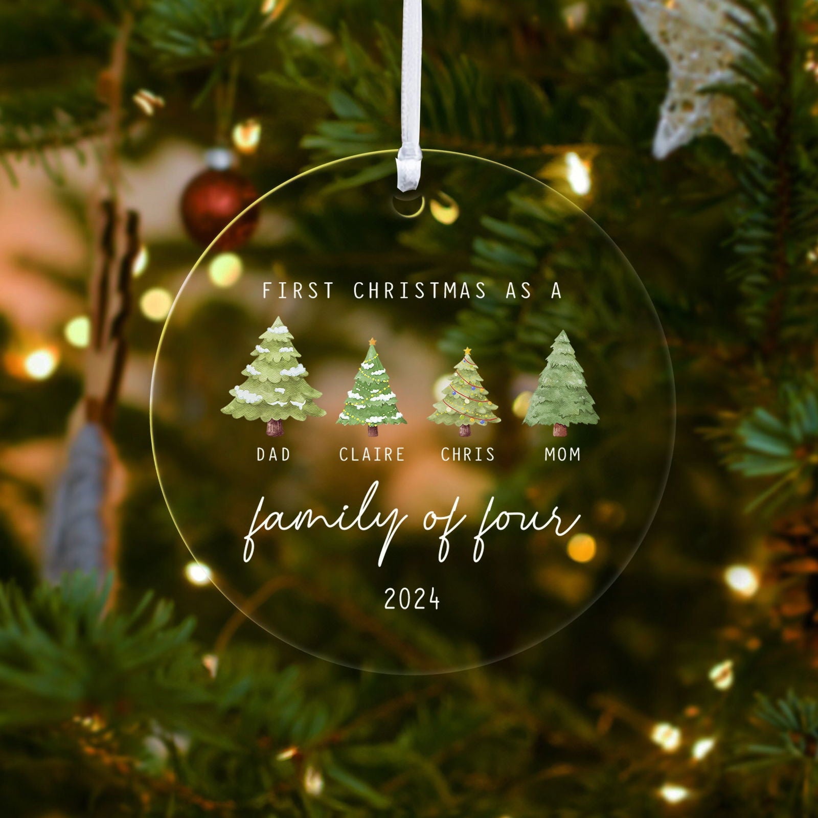 Personalized Family Ornament with Christmas tree, Custom Xmas Tree Ornament AV03-15 - 19Gifts