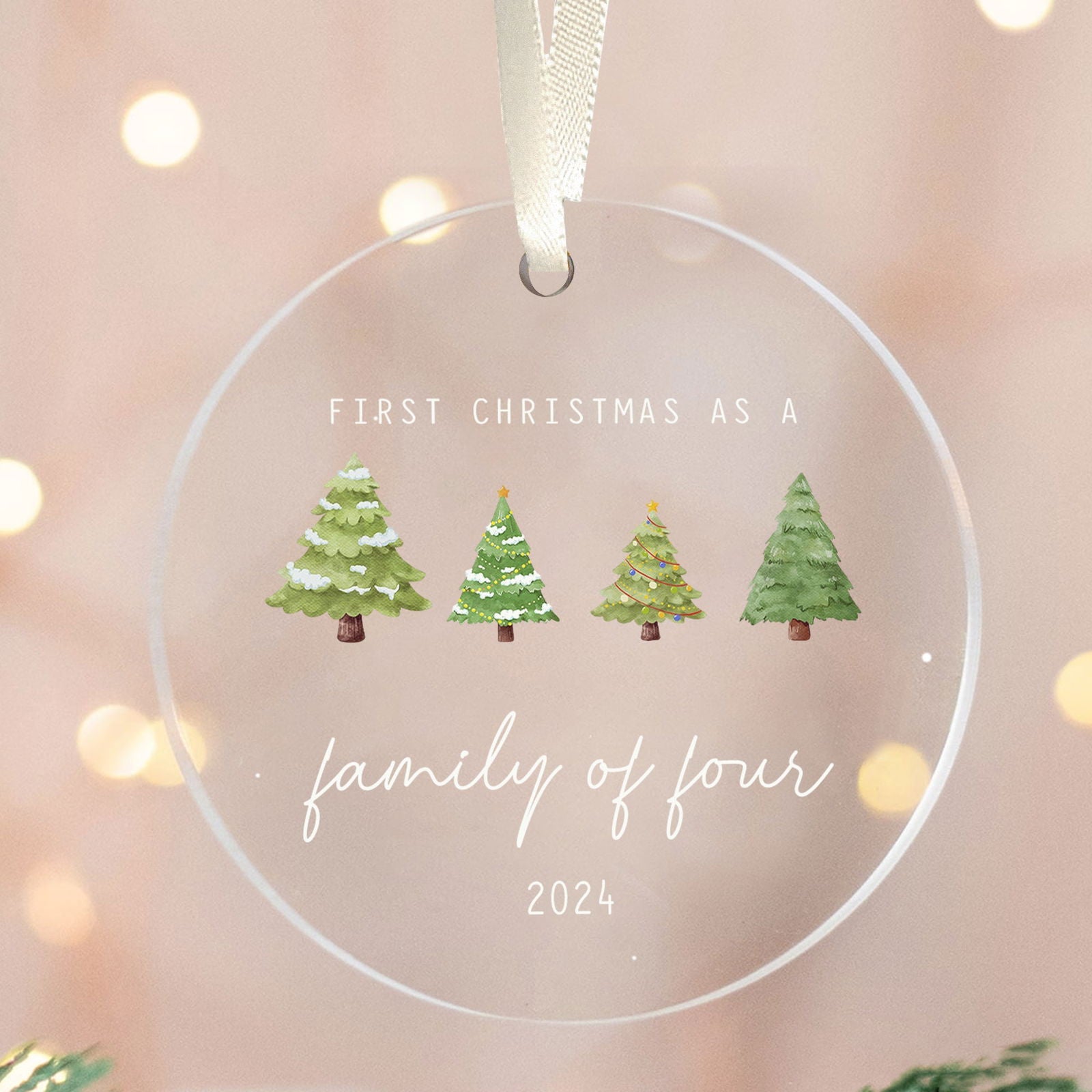 Personalized Family Ornament with Christmas tree, Custom Xmas Tree Ornament AV03-15 - 19Gifts