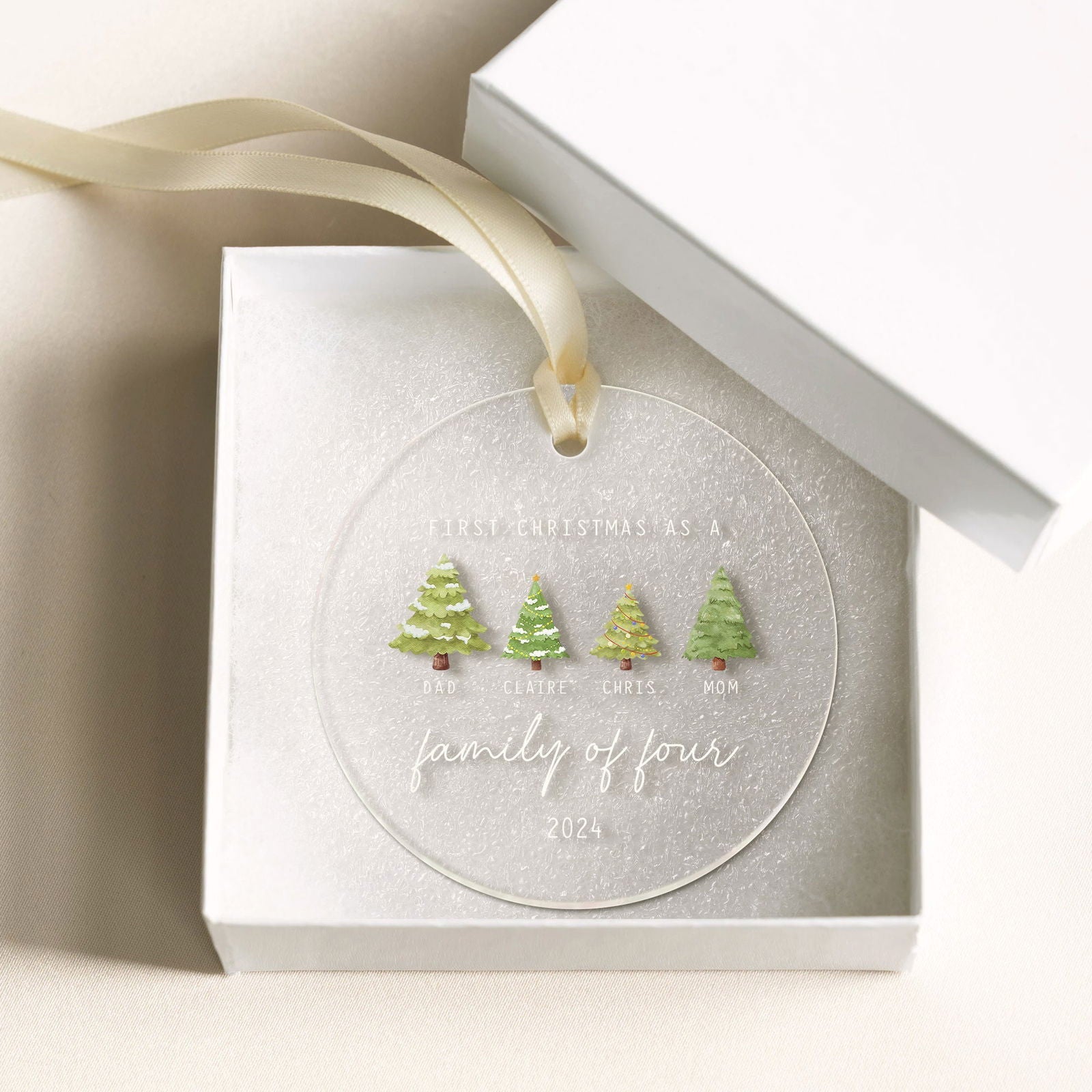 Personalized Family Ornament with Christmas tree, Custom Xmas Tree Ornament AV03-15 - 19Gifts