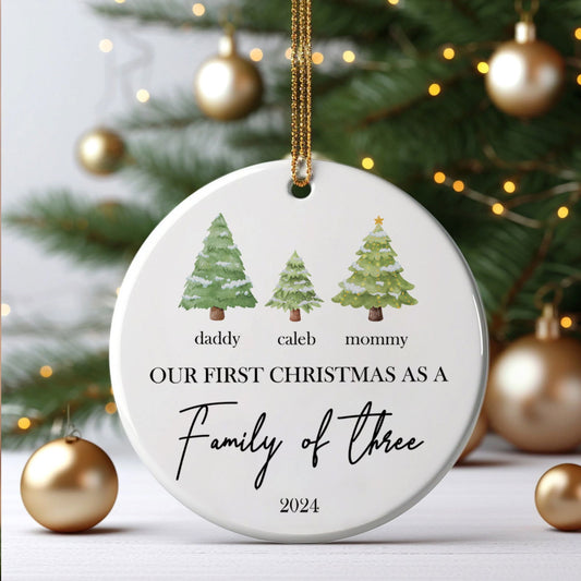 Personalized Family Ornament with Christmas tree, Custom Xmas Tree Ornament CX01-22 - 19Gifts