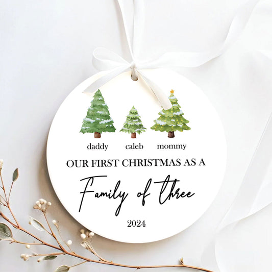 Personalized Family Ornament with Christmas tree, Custom Xmas Tree Ornament CX01-22 - 19Gifts