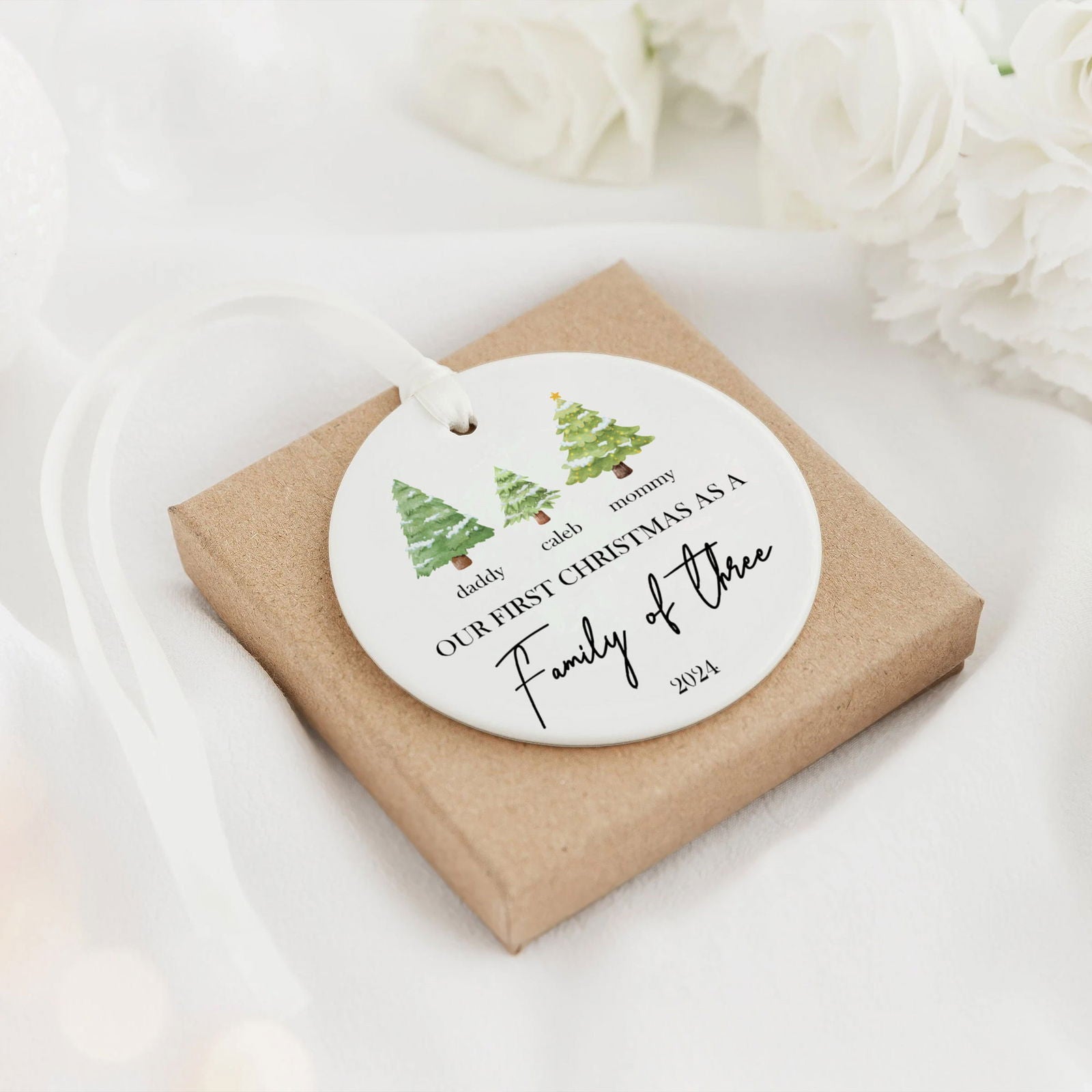 Personalized Family Ornament with Christmas tree, Custom Xmas Tree Ornament CX01-22 - 19Gifts