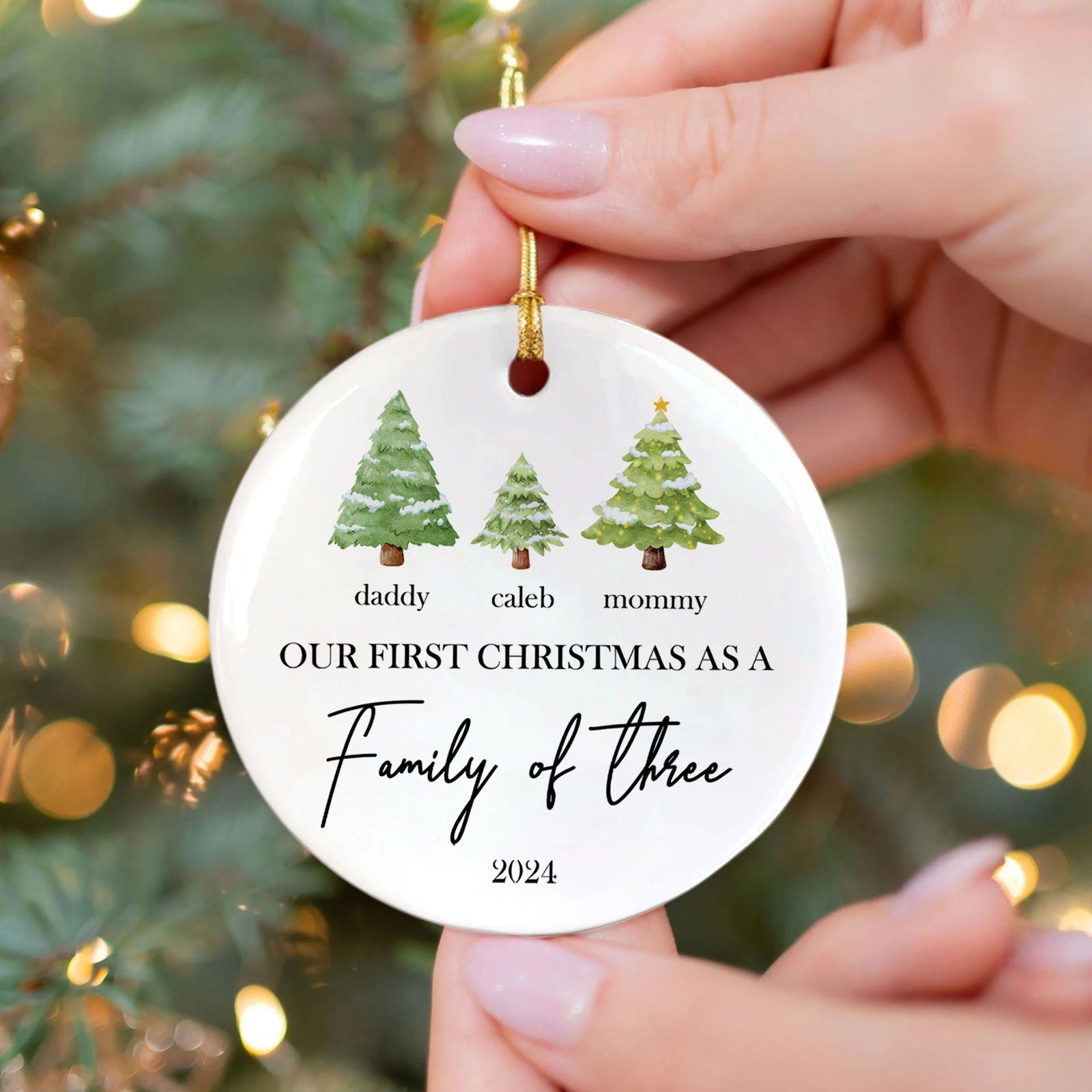 Personalized Family Ornament with Christmas tree, Custom Xmas Tree Ornament CX01-22 - 19Gifts