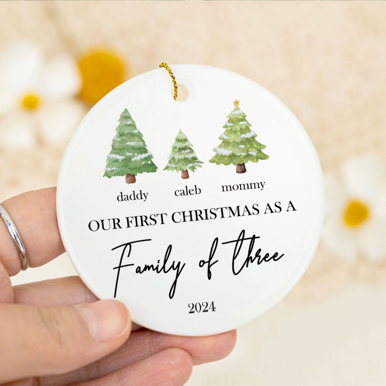 Personalized Family Ornament with Christmas tree, Custom Xmas Tree Ornament CX01-22 - 19Gifts