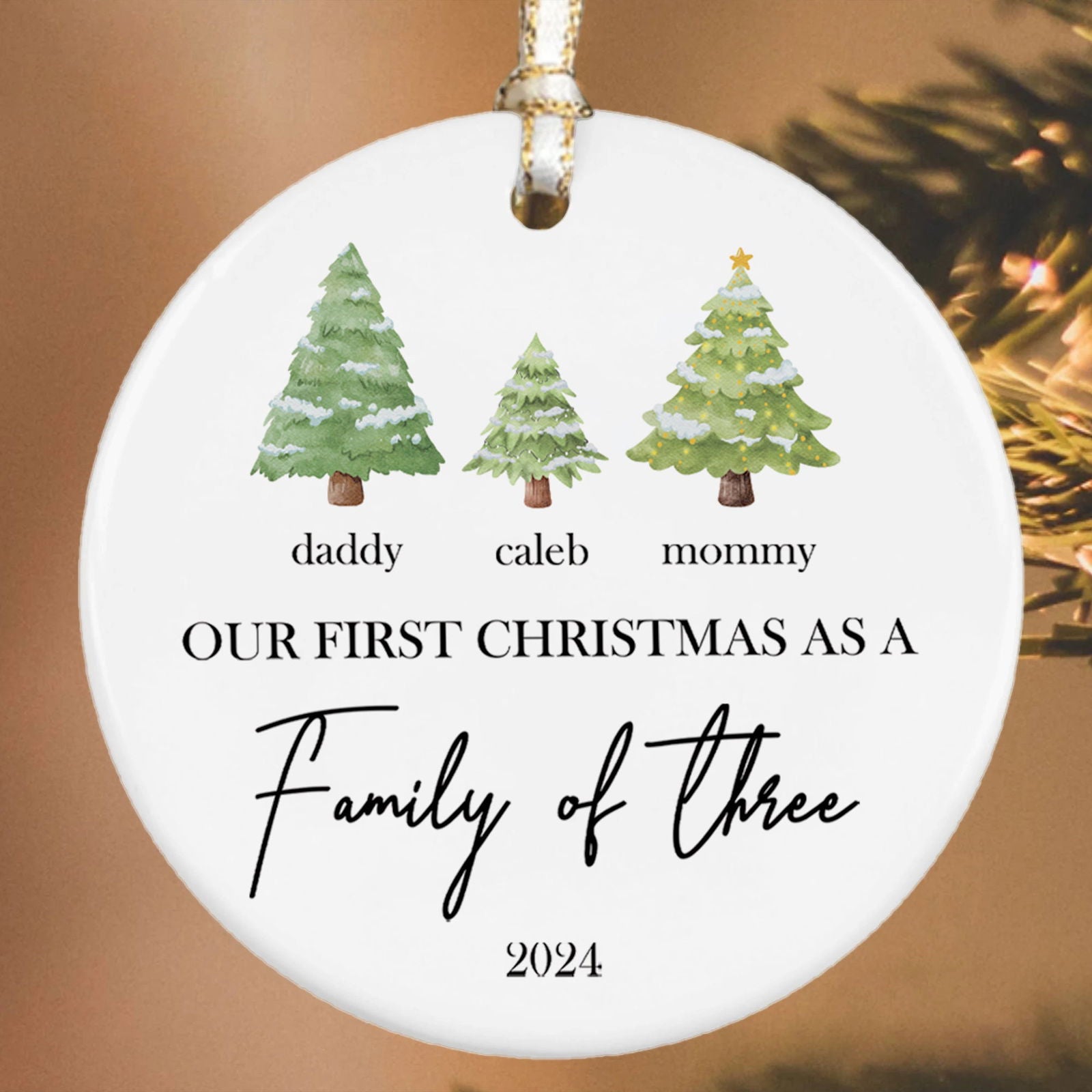 Personalized Family Ornament with Christmas tree, Custom Xmas Tree Ornament CX01-22 - 19Gifts