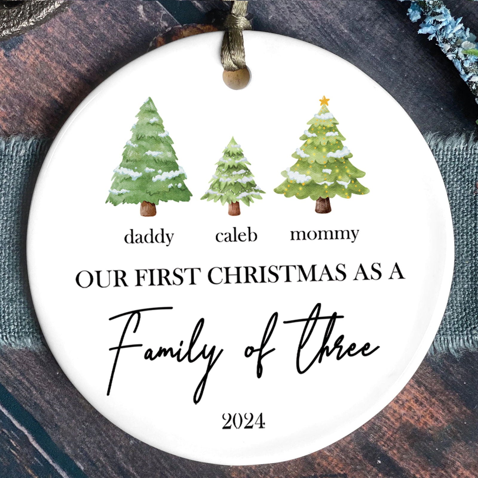 Personalized Family Ornament with Christmas tree, Custom Xmas Tree Ornament CX01-22 - 19Gifts