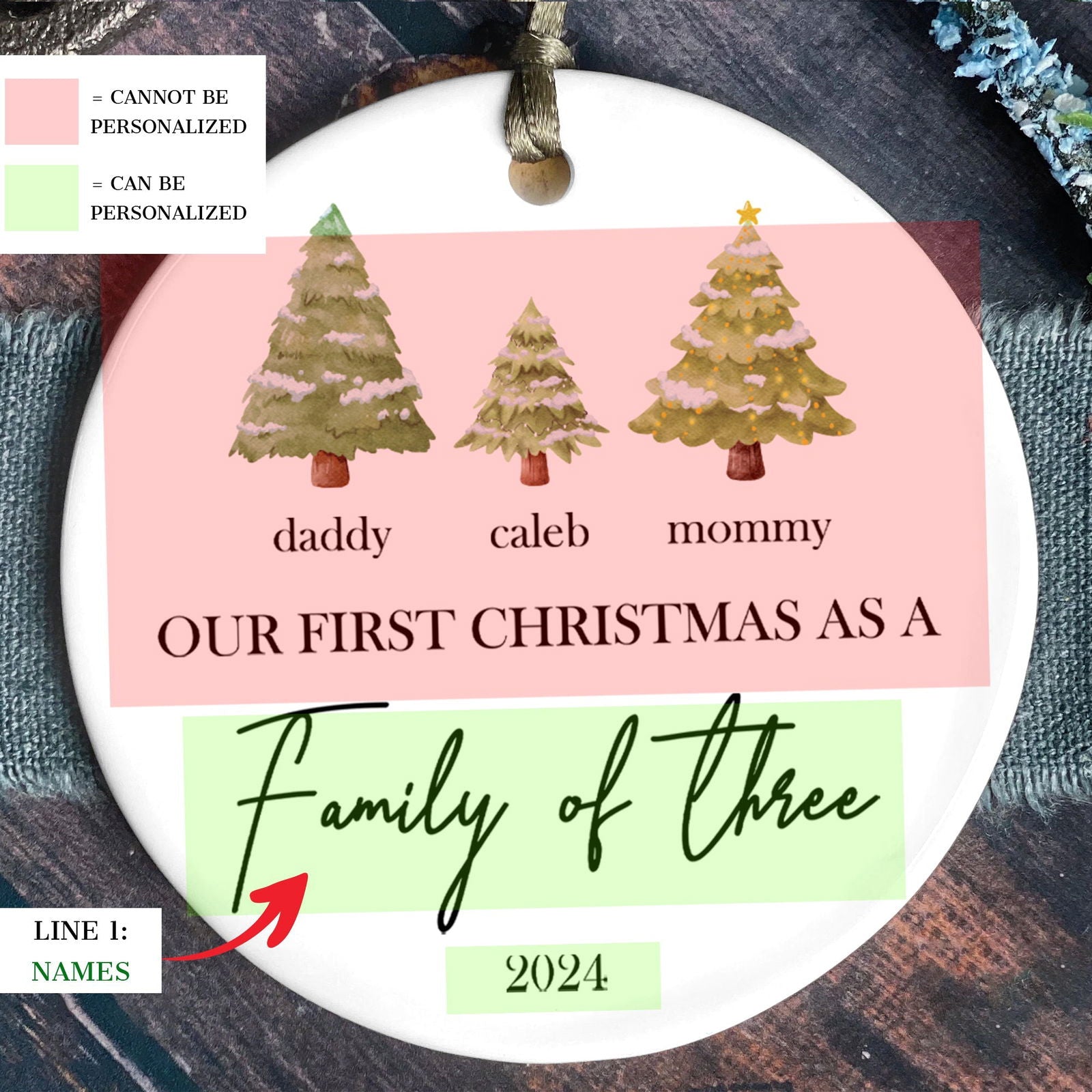 Personalized Family Ornament with Christmas tree, Custom Xmas Tree Ornament CX01-22 - 19Gifts