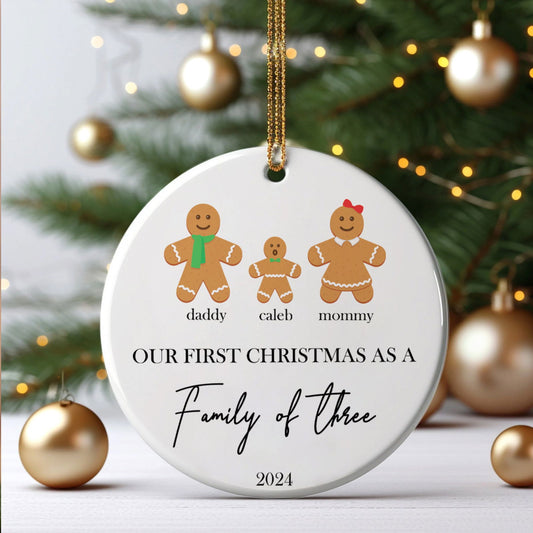 Personalized Family Ornament with Gingerbread, First Christmas Family Ornament CX01-21 - 19Gifts