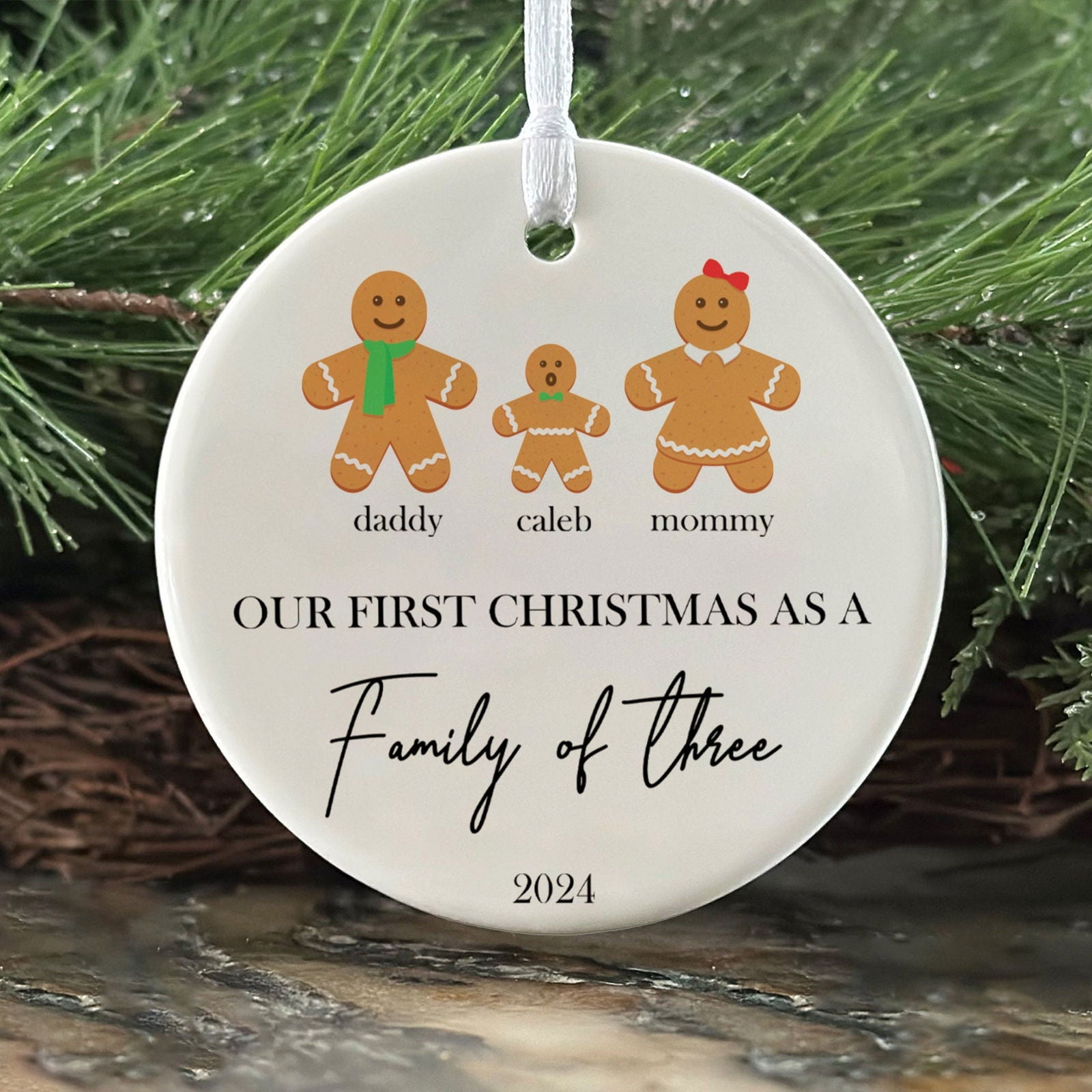 Personalized Family Ornament with Gingerbread, First Christmas Family Ornament CX01-21 - 19Gifts