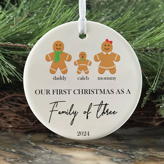 Personalized Family Ornament with Gingerbread, First Christmas Family Ornament CX01-21 - 19Gifts