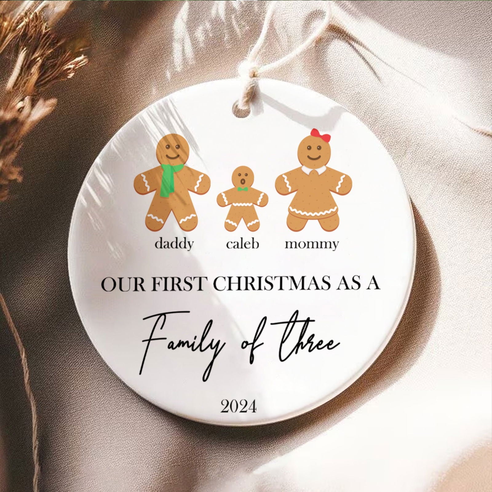 Personalized Family Ornament with Gingerbread, First Christmas Family Ornament CX01-21 - 19Gifts
