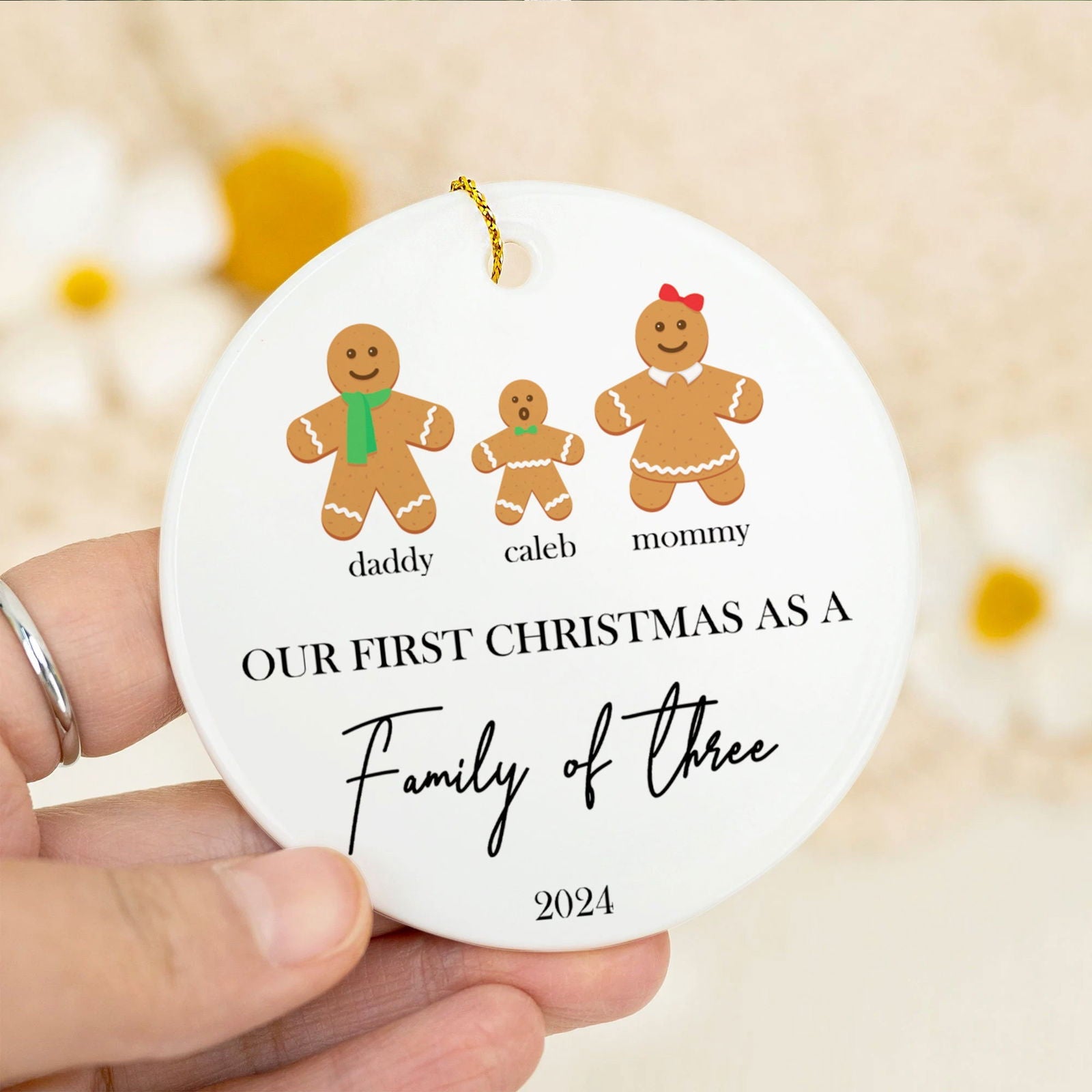 Personalized Family Ornament with Gingerbread, First Christmas Family Ornament CX01-21 - 19Gifts