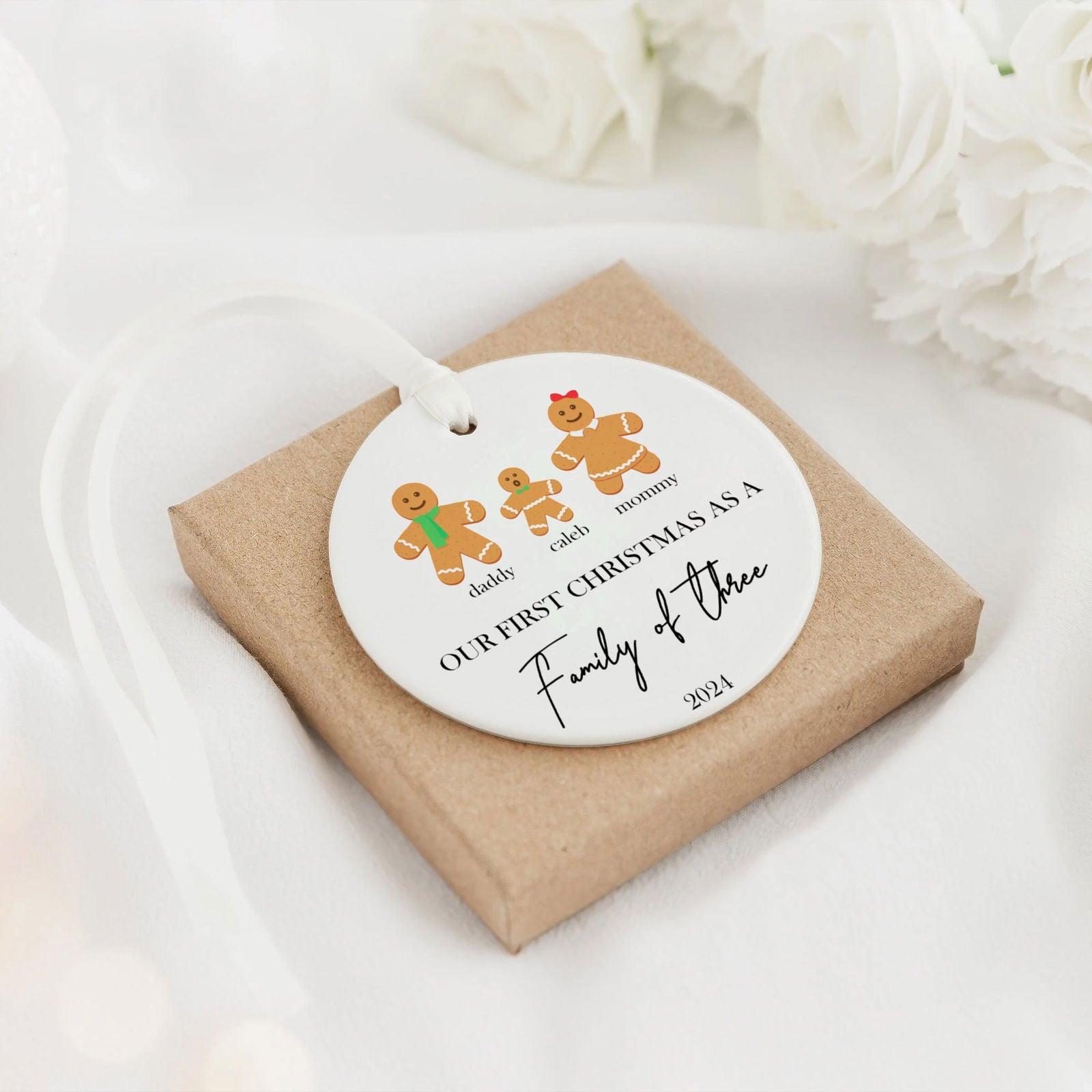 Personalized Family Ornament with Gingerbread, First Christmas Family Ornament CX01-21 - 19Gifts
