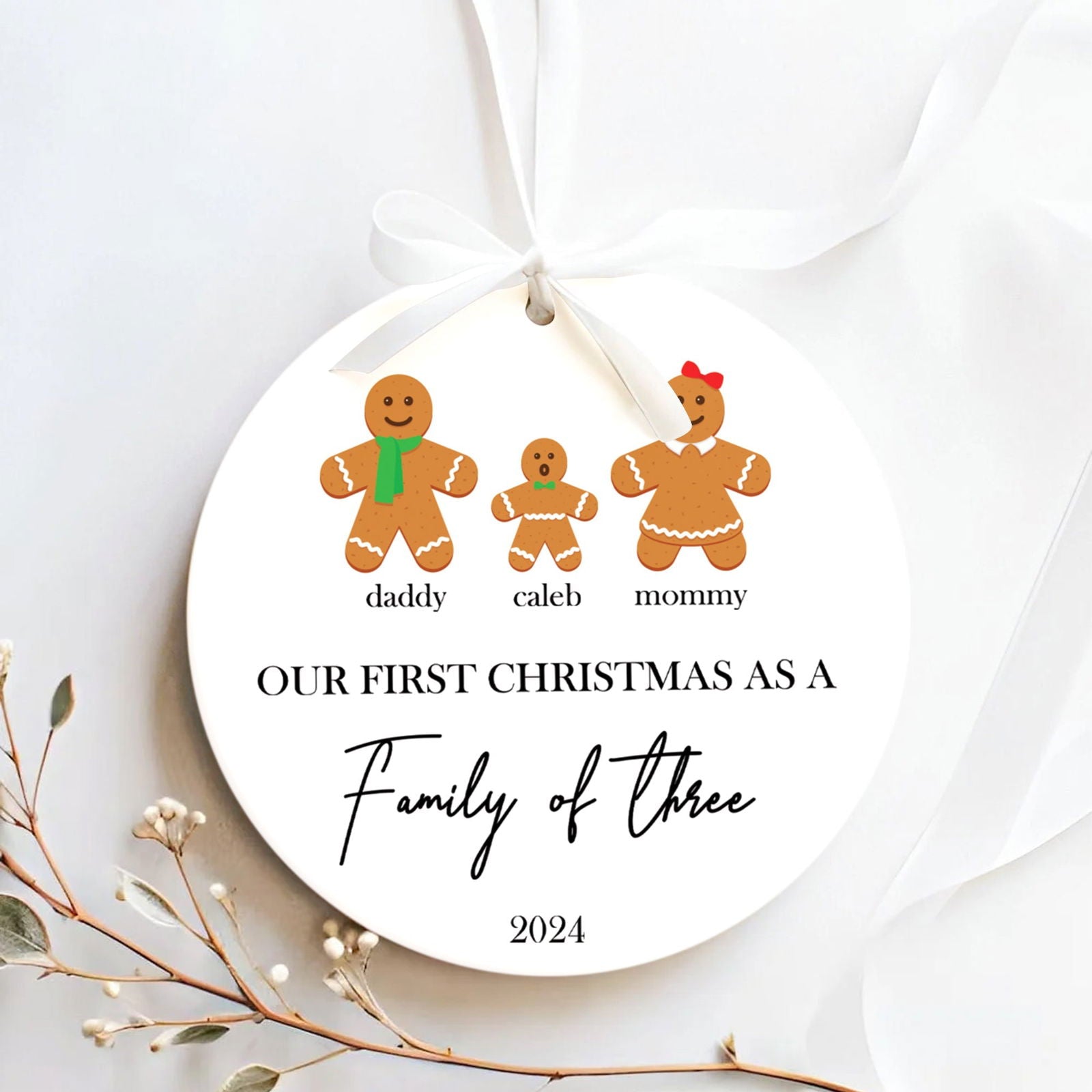 Personalized Family Ornament with Gingerbread, First Christmas Family Ornament CX01-21 - 19Gifts