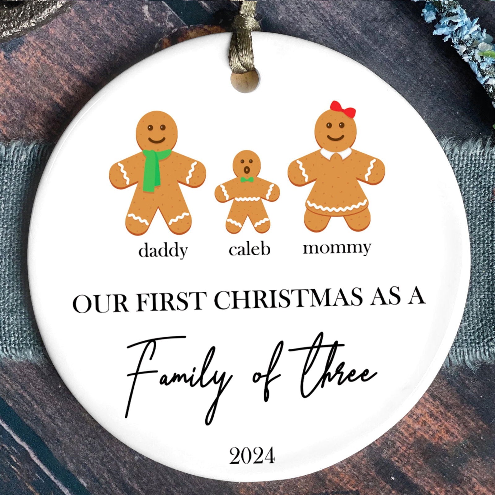 Personalized Family Ornament with Gingerbread, First Christmas Family Ornament CX01-21 - 19Gifts
