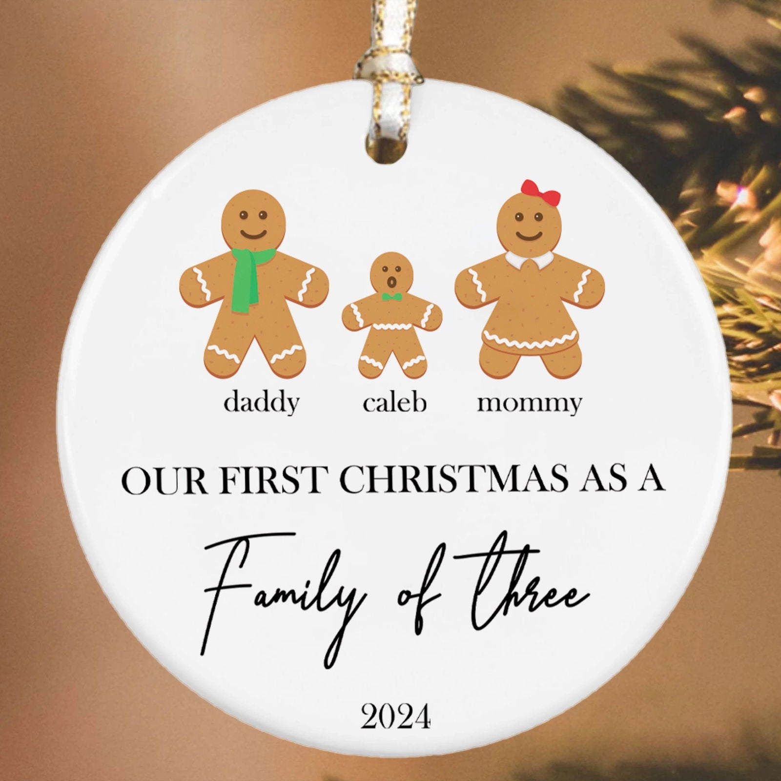 Personalized Family Ornament with Gingerbread, First Christmas Family Ornament CX01-21 - 19Gifts