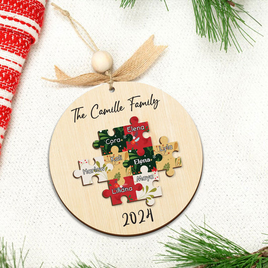 Personalized Family Puzzle Ornament, 2-Layered Christmas Puzzle Ornament CF203 - 19Gifts