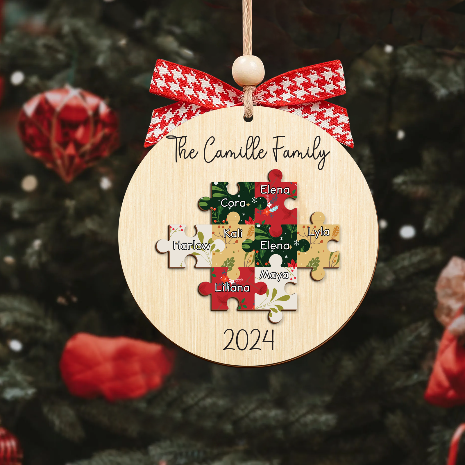 Personalized Family Puzzle Ornament, 2-Layered Christmas Puzzle Ornament CF203 - 19Gifts