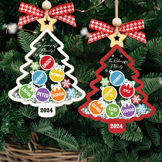 Personalized Family Shaker Ornament, Custom Family Christmas Tree Ornament CF648 - 19Gifts