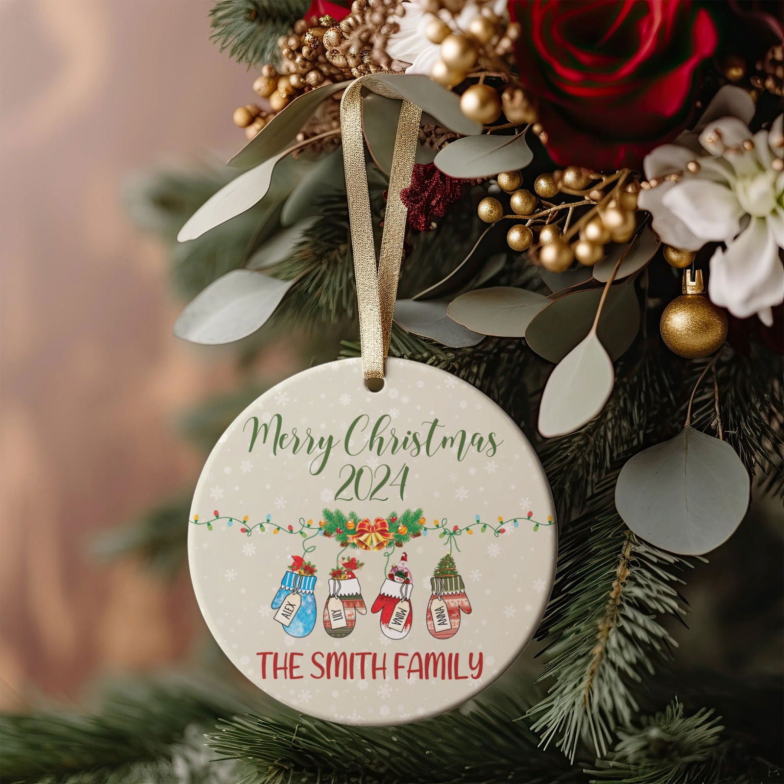 Personalized Family Stocking Ornament With Names and Year, New Family Christmas Gift CX01-26 - 19Gifts