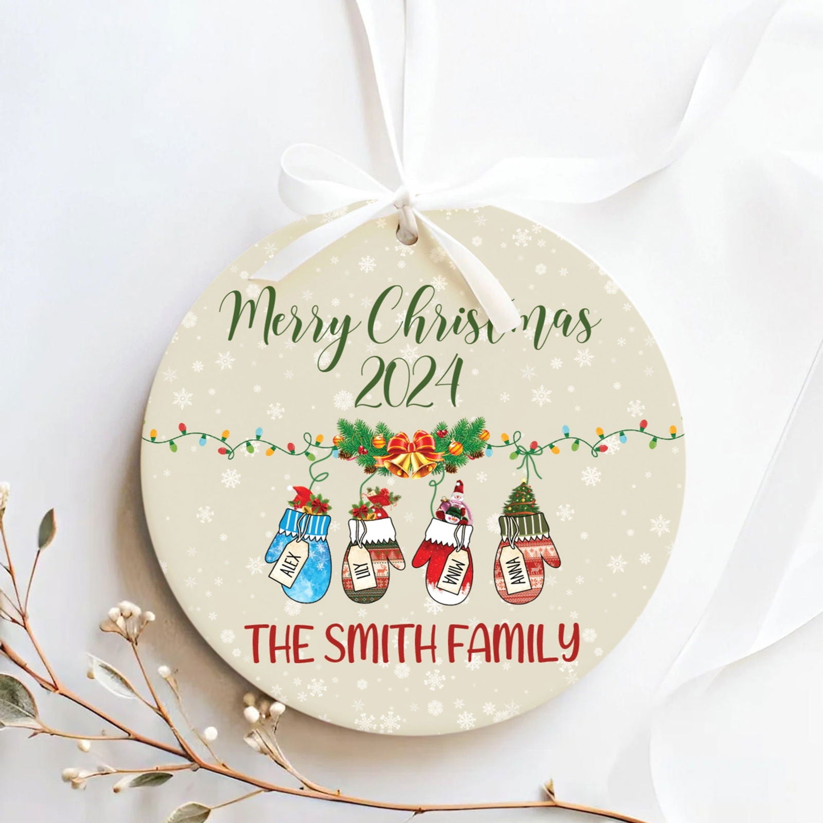 Personalized Family Stocking Ornament With Names and Year, New Family Christmas Gift CX01-26 - 19Gifts
