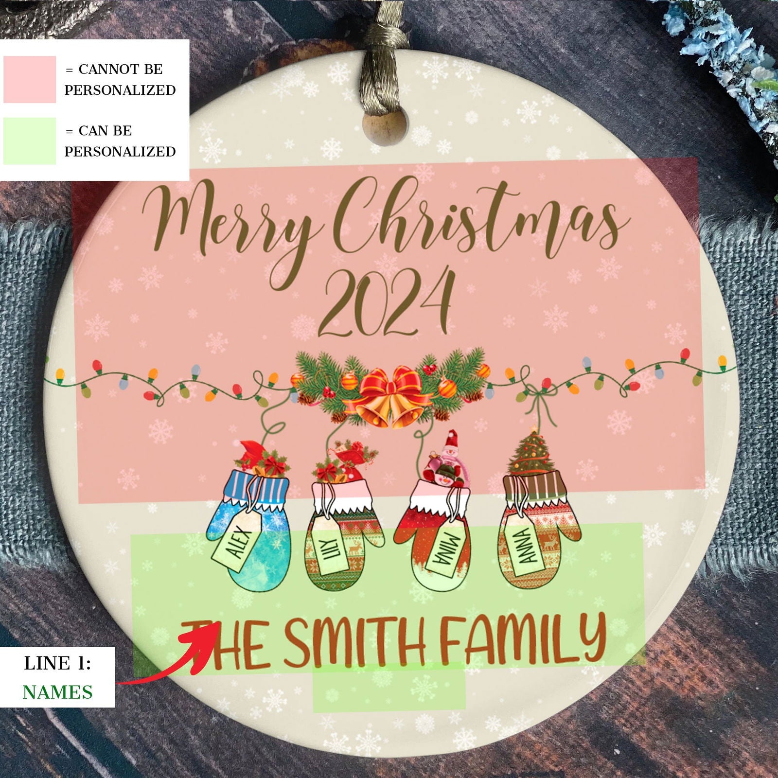 Personalized Family Stocking Ornament With Names and Year, New Family Christmas Gift CX01-26 - 19Gifts
