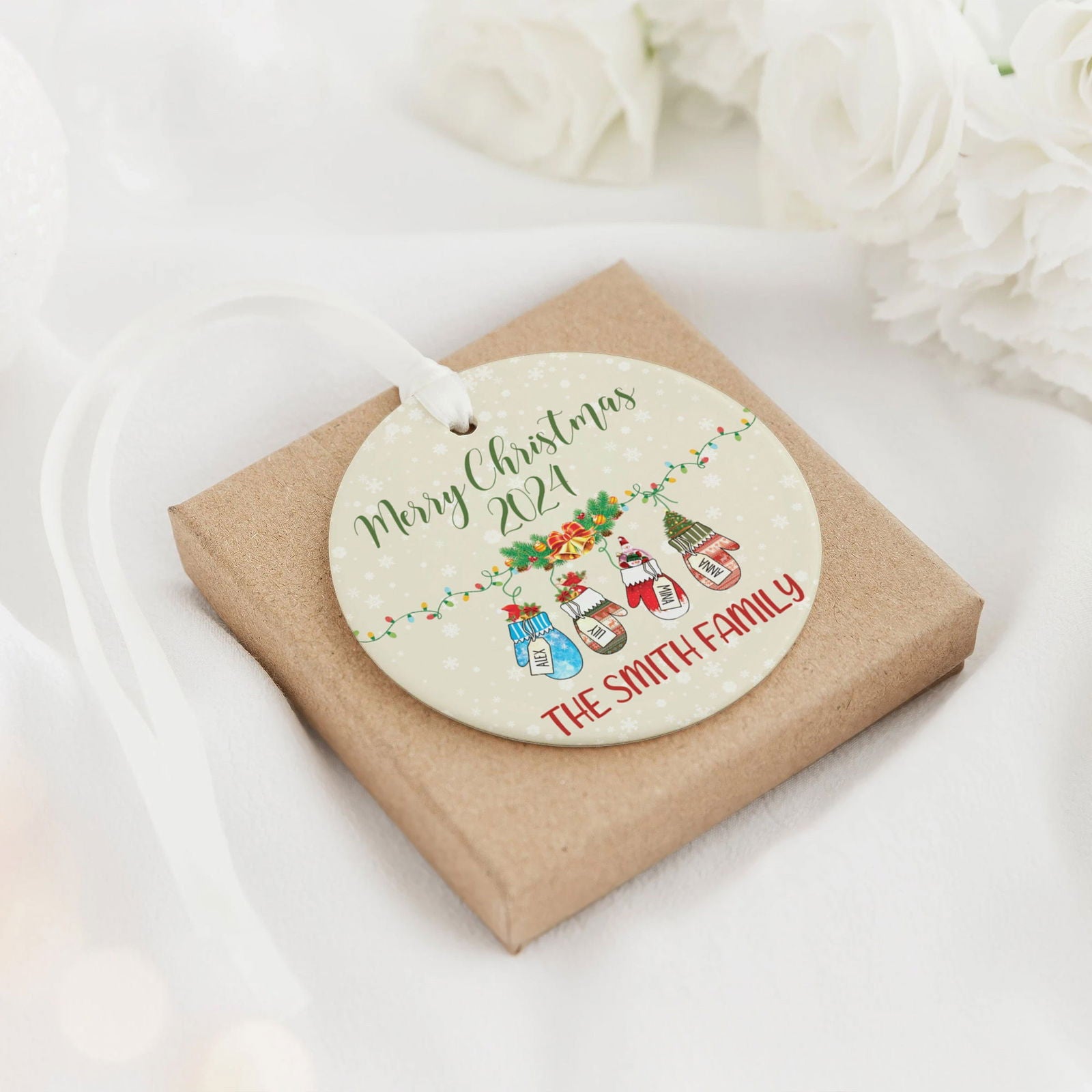 Personalized Family Stocking Ornament With Names and Year, New Family Christmas Gift CX01-26 - 19Gifts