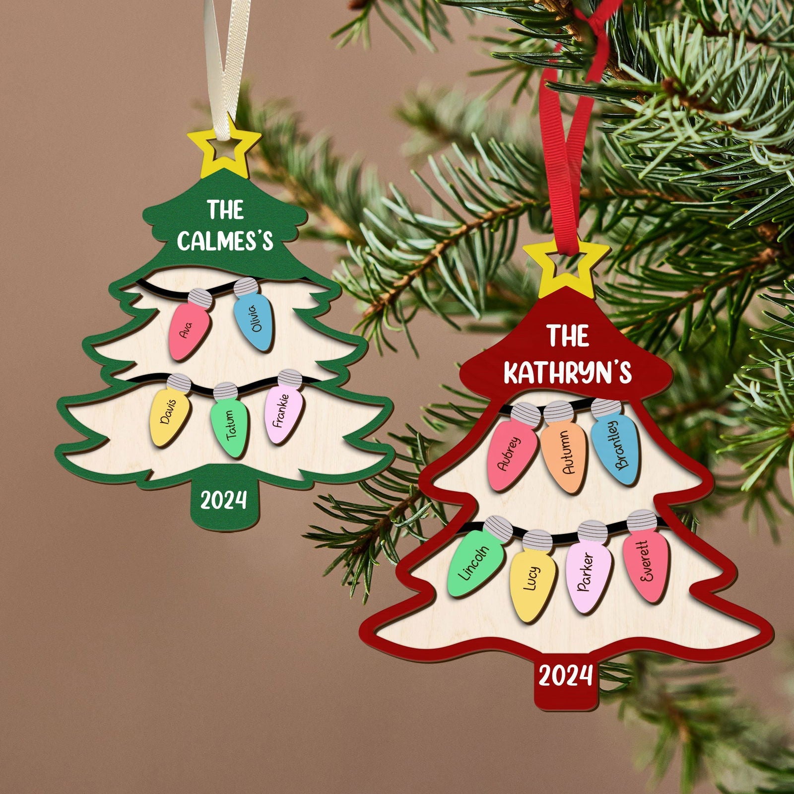 Personalized Family Tree Ornament With Names, Custom Family Christmas Ornament CF319 - 19Gifts