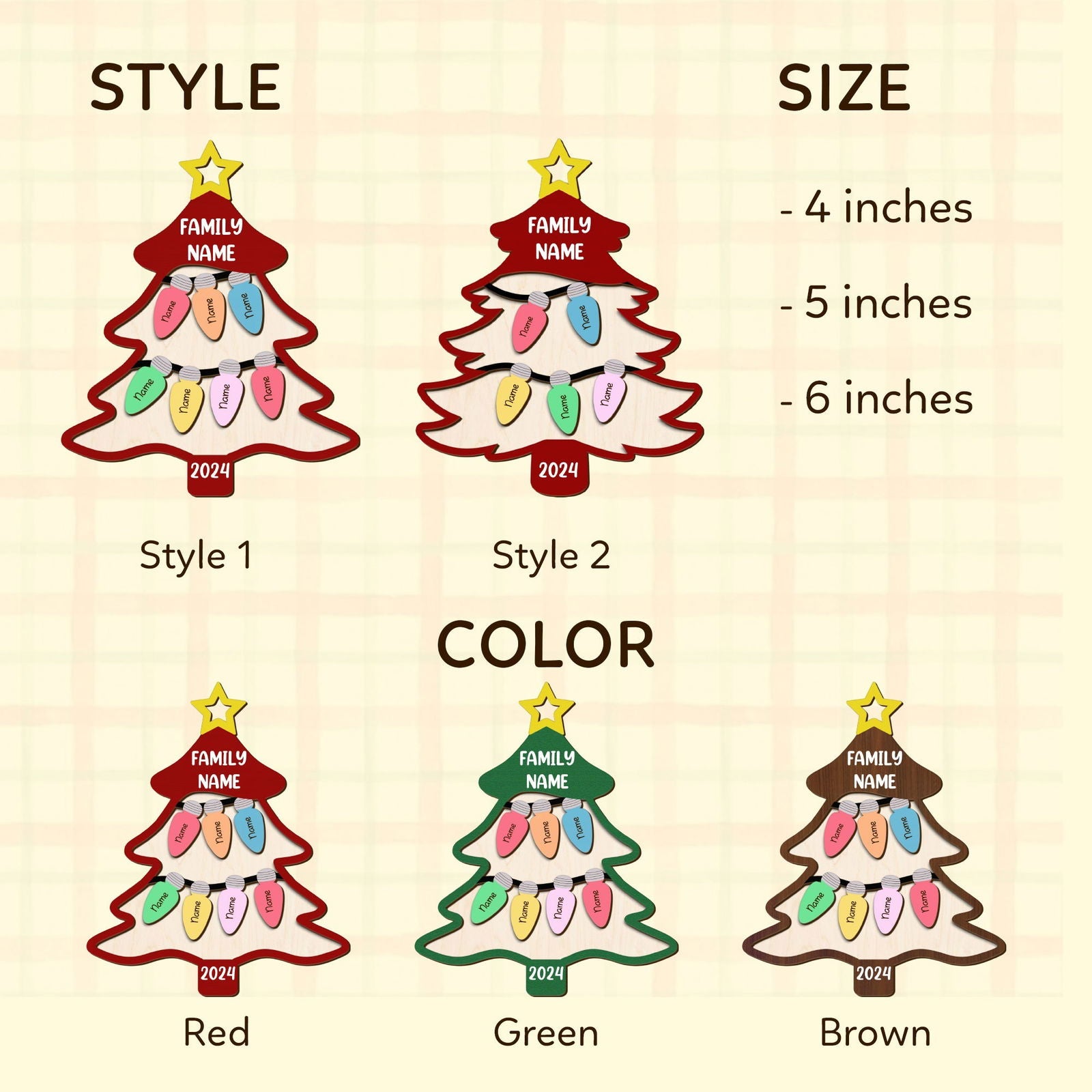 Personalized Family Tree Ornament With Names, Custom Family Christmas Ornament CF319 - 19Gifts