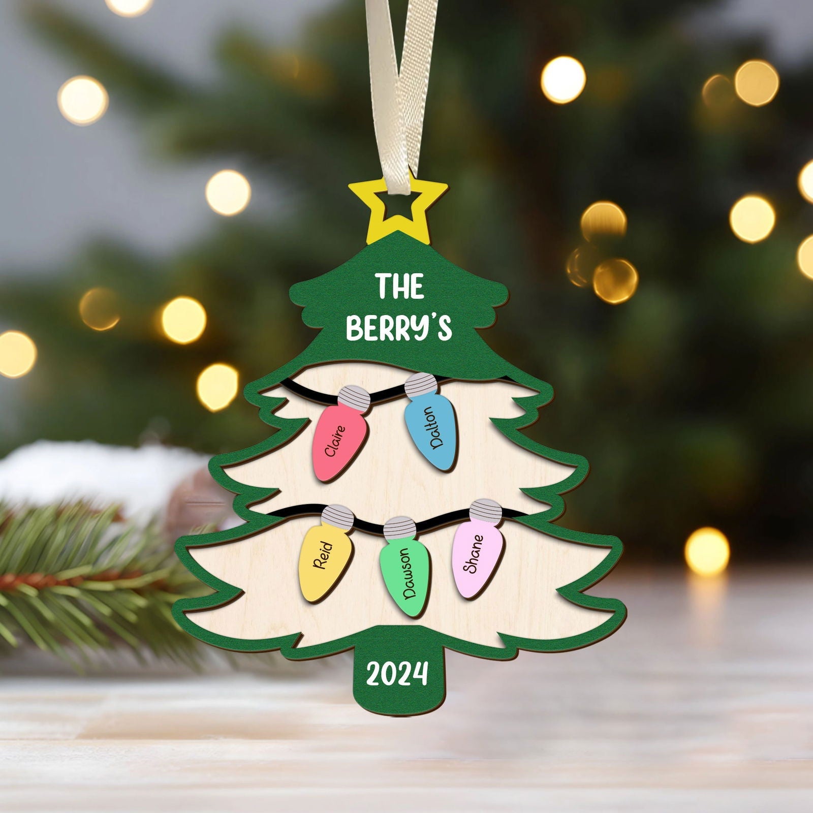 Personalized Family Tree Ornament With Names, Custom Family Christmas Ornament CF319 - 19Gifts